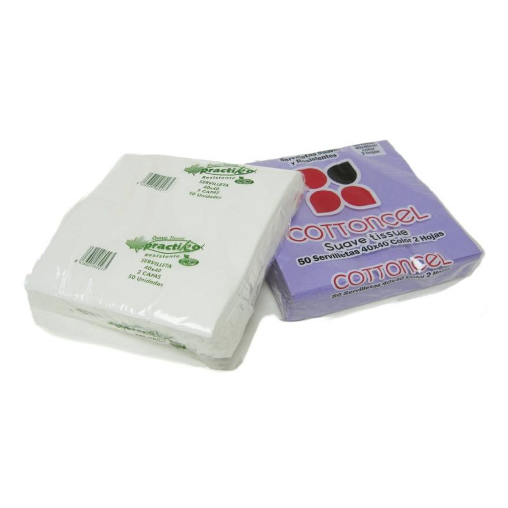 Servilleta 2 capas lisa 40x40 cm PQ 50 ud