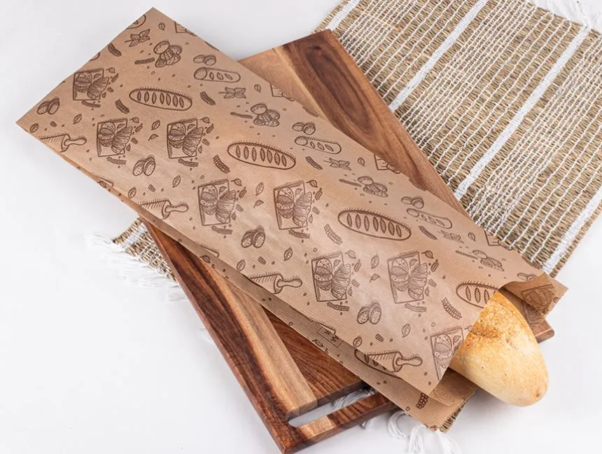 Bolsa Papel 18+7x50cm 35gr. Kraft Verjurado Rec. Deco. Bakery 1.000 uds.