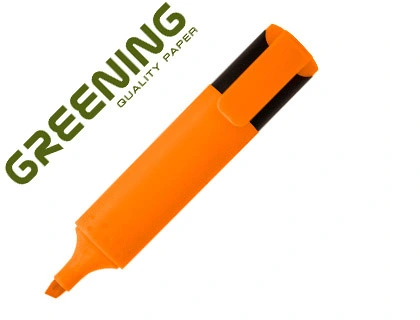 Rotulador greening fluorescente punta biselada naranja.