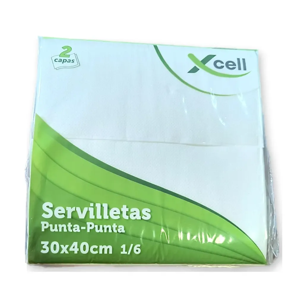 Servilleta punta punta 1/6 2 capas 30x40 cm blanca PQ 100 ud / CJ 24