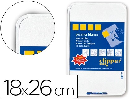 [23340] PIZARRA BLANCA CLIPPER PEQUEÑA 18X26 CM CON ROTULADOR