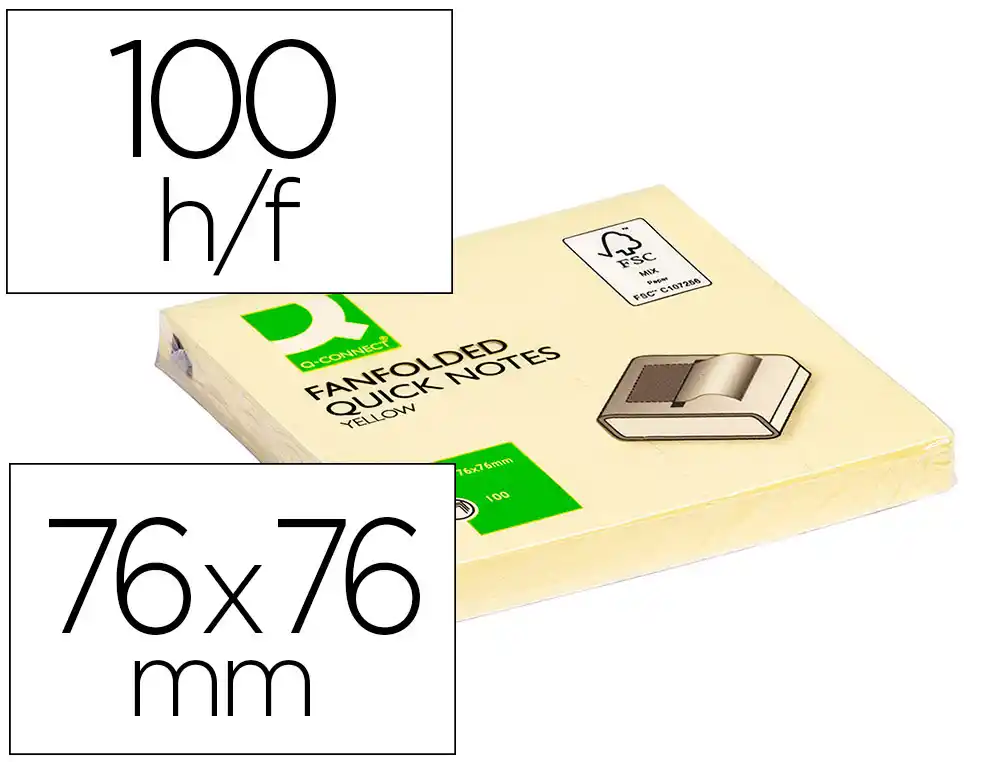 [34207 - KF02161] BLOC DE NOTAS ADHESIVAS QUITA Y PON Q-CONNECT 76X76 MM ZIG-ZAG