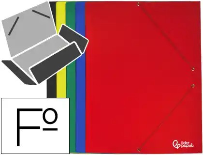[37510] CARPETA LIDERPAPEL GOMAS TRES SOLAPAS CARTON PLASTIFICADO FOLIO COLORES SURTIDOS