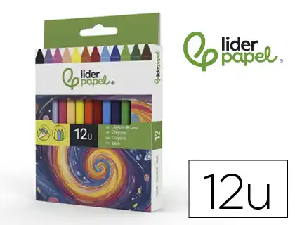 [6149] LAPICES CERA LIDERPAPEL CAJA DE 12 UNIDADES COLORES SURTIDOS