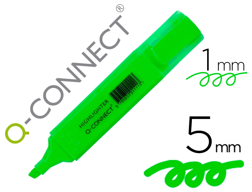[26006] ROTULADOR Q-CONNECT FLUORESCENTE VERDE PUNTA BISELADA