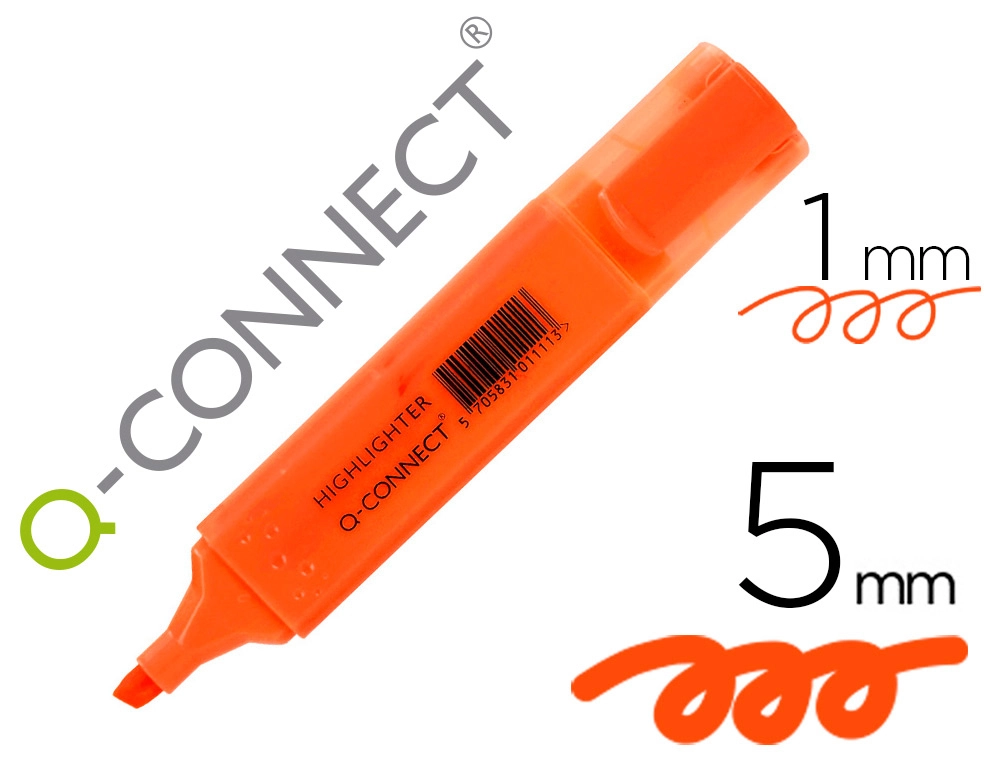 [26007] ROTULADOR Q-CONNECT FLUORESCENTE NARANJA PUNTA BISELADA