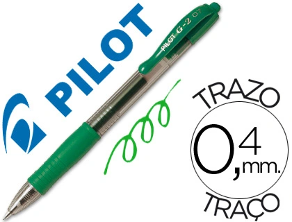 [35797] BOLIGRAFO PILOT G-2 VERDE TINTA GEL RETRACTIL SUJECION DE CAUCHO