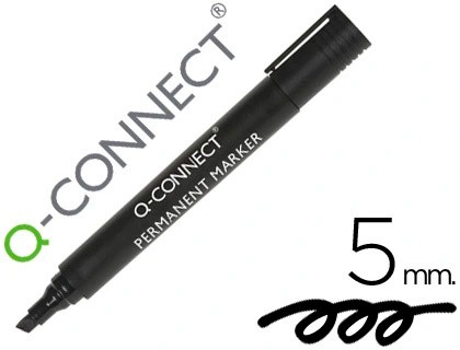 [59435] ROTULADOR Q-CONNECT MARCADOR PERMANENTE NEGRO PUNTA BISELADA 5 MM