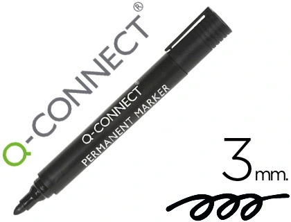 ROTULADOR Q-CONNECT MARCADOR PERMANENTE NEGRO PUNTA REDONDA 3 MM - KF26045