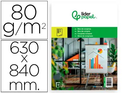 [96476] BLOC CONGRESO LIDERPAPEL LISO 630X840 MM 25+5 HOJAS 80 G