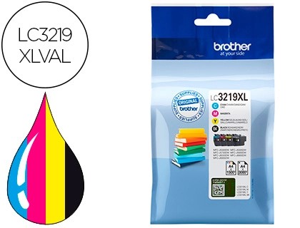 [151326] INK-JET BROTHER LC3219XLVAL MULTIPACK 4 COLORES NEGRO / AMARILLO / CIAN / MAGENTA ALTA CAPACIDAD 3000 PAG NEGRO
