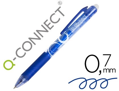 [153565] BOLIGRAFO Q-CONNECT RETRACTIL BORRABLE 0,7 MM COLOR AZUL