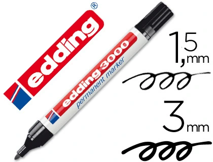 ROT EDD MARC PERM 3000 NEG PUNTA RED 1,5-3 MM RECARGABLE - 3000-01