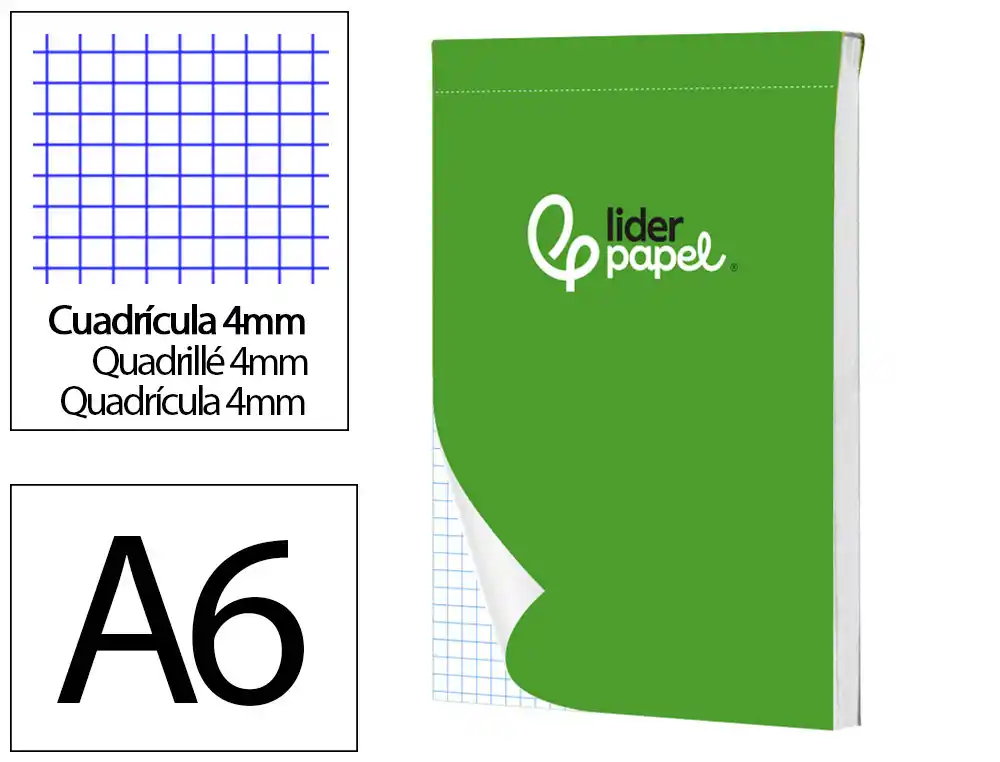 BLOC NOT LP CUAD 4MM A6 80 H 60G/M2 PERFORADO